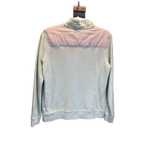 Vineyard Vines Mint Green with Pink Strip Shoulders 3/4 Zip Shep Shirt Medium - Picture 3 of 6